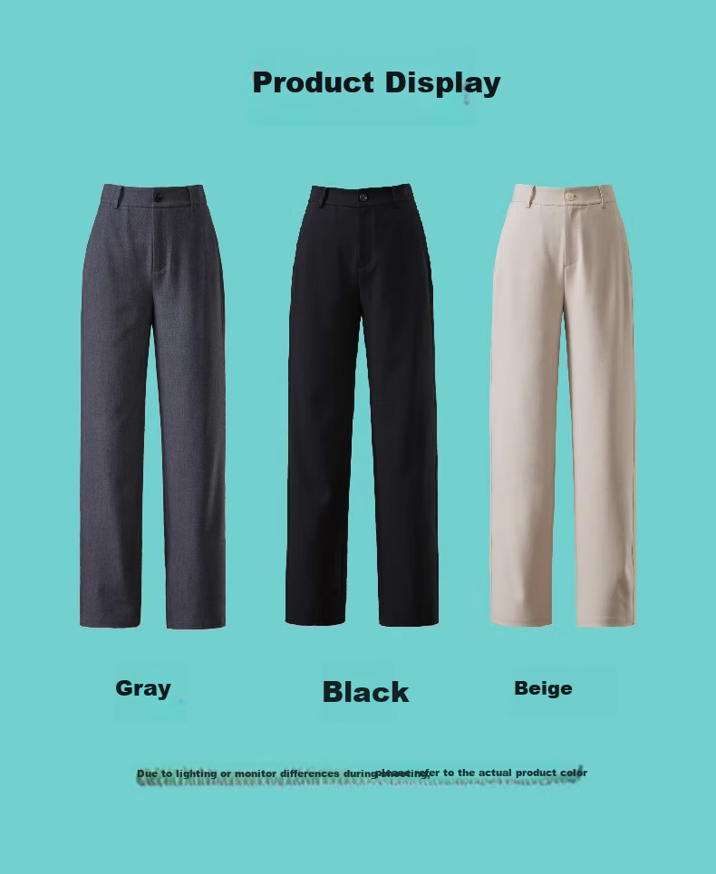 Langsha Women's Straight-Leg TR Twill Suit Pants High-Waist Draped Trousers Narrow and Wide-Leg Casual Pants Spring Autumn Workwear 34