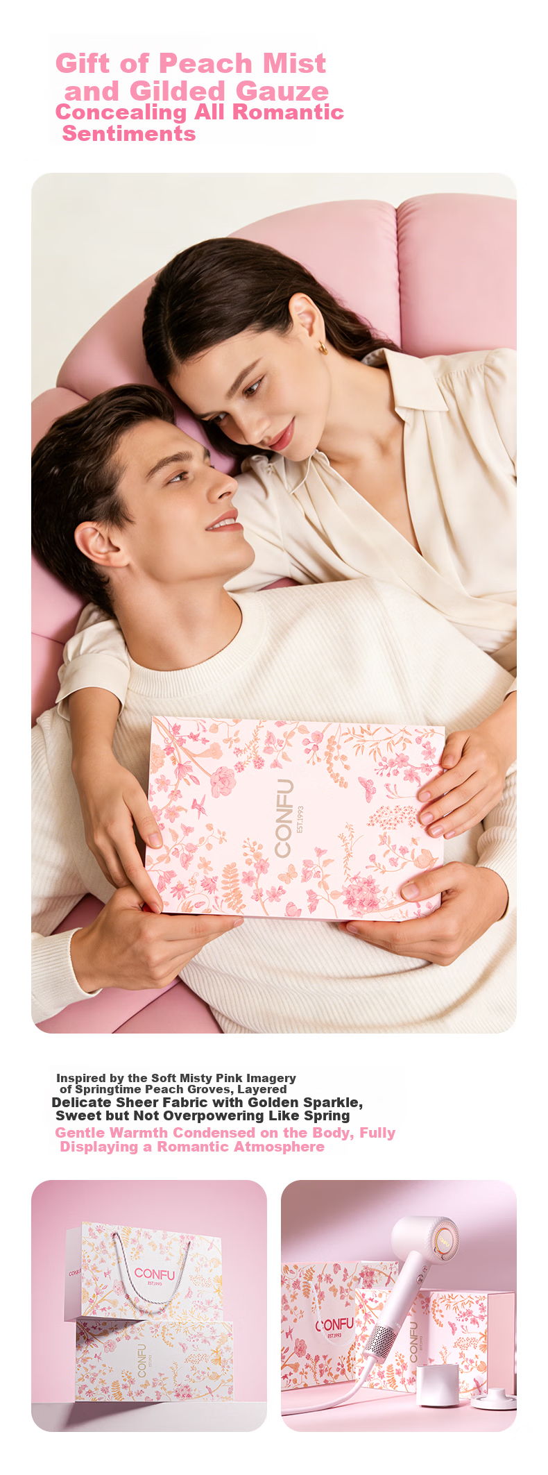 CONFU High-Speed Hair Dryer 5 Billion Plasma Home Use High Power Strong Wind Fast Drying Birthday Gift for Girlfriend F9Pro Peach Mist Gold Gift Box Edition 2