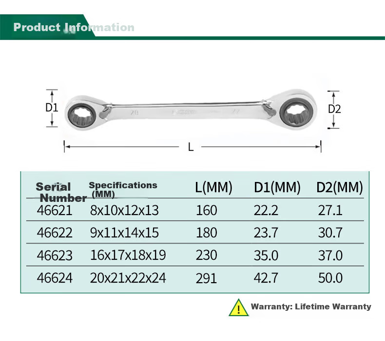 SATA 4-in-1 Fully Polished Double-Ended Torx Ratchet Wrench 8*10*12*13MM 46621 4