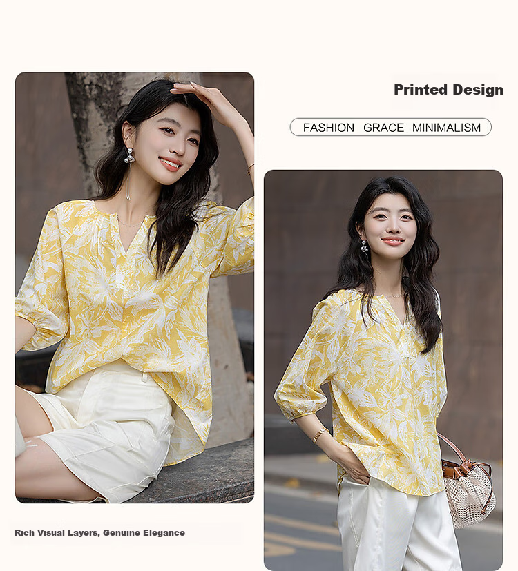 Demana "A Cloud in My Heart" Summer Romantic Pure Cotton Printed Shirt with Detachable Decorative Chain Women's Blouse 5