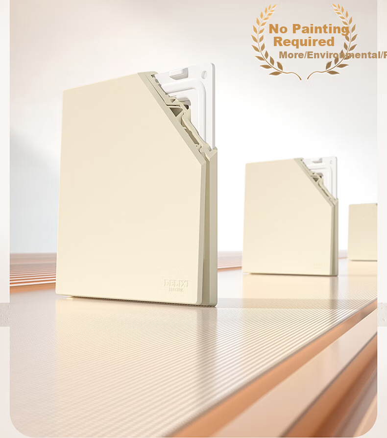 DELIXI Switch Socket CD295 Ultra-thin Matte Frosted Large Panel 86 Type Concealed Silver Osmanthus Yellow Angled Five-hole 10 Pack 10