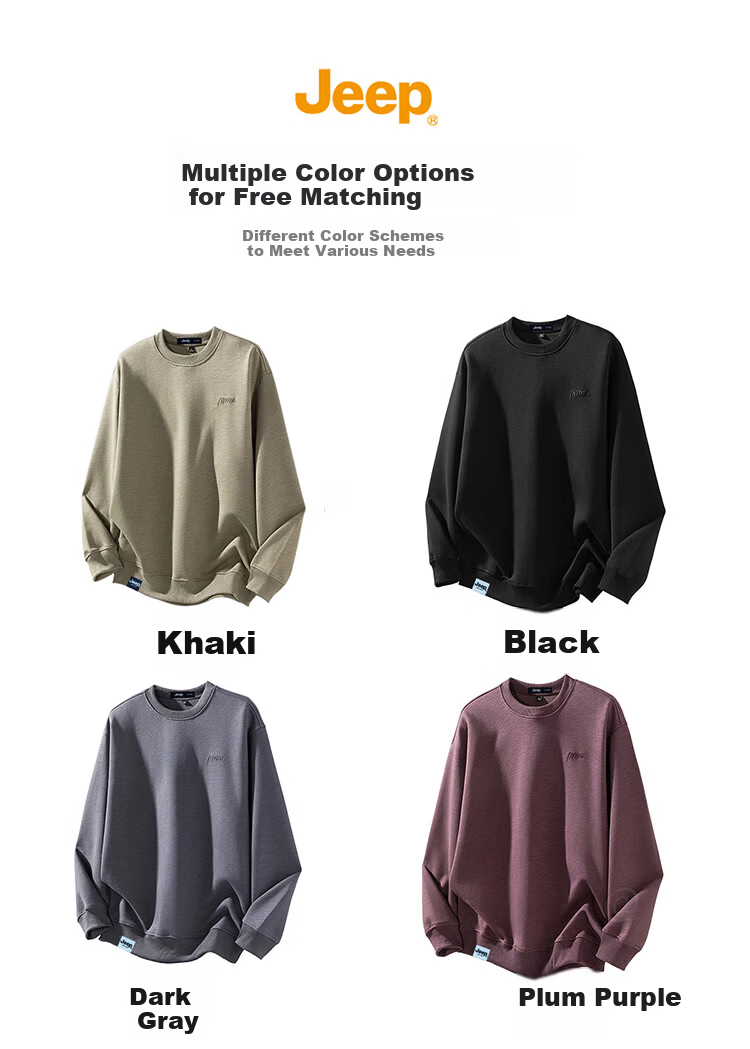 JEEP Men's Heavyweight Loose Fit Long Sleeve Sweatshirt Spring Autumn Khaki 2XL 6