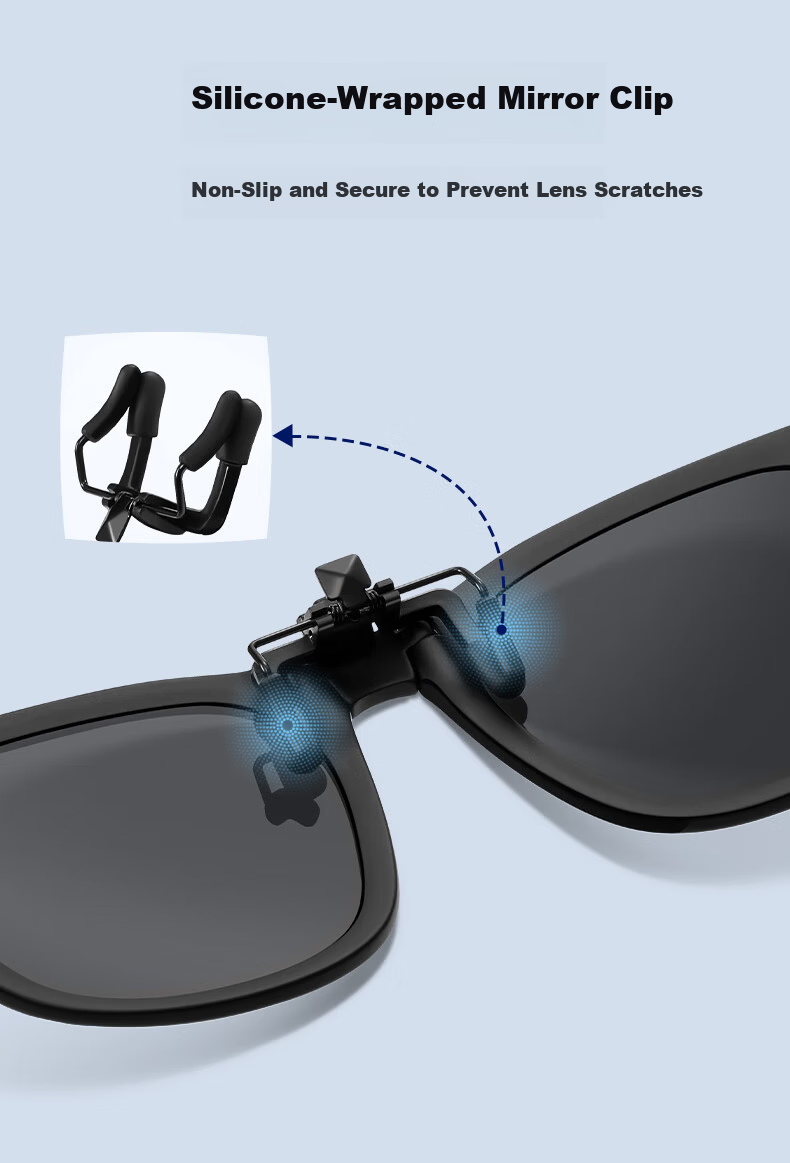 HLA Polarized Folding Clip-On Sunglasses for Driving Unisex Black Frame Gray Lenses 7