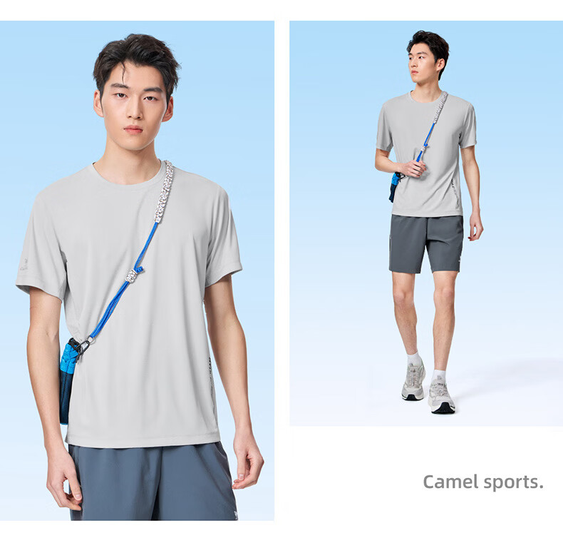 CAMEL Quick-Dry Sports T-Shirt Men Cooling Sun Protection Running Short Sleeve Top C16BAVL6021 Cold Moon Gray L 25