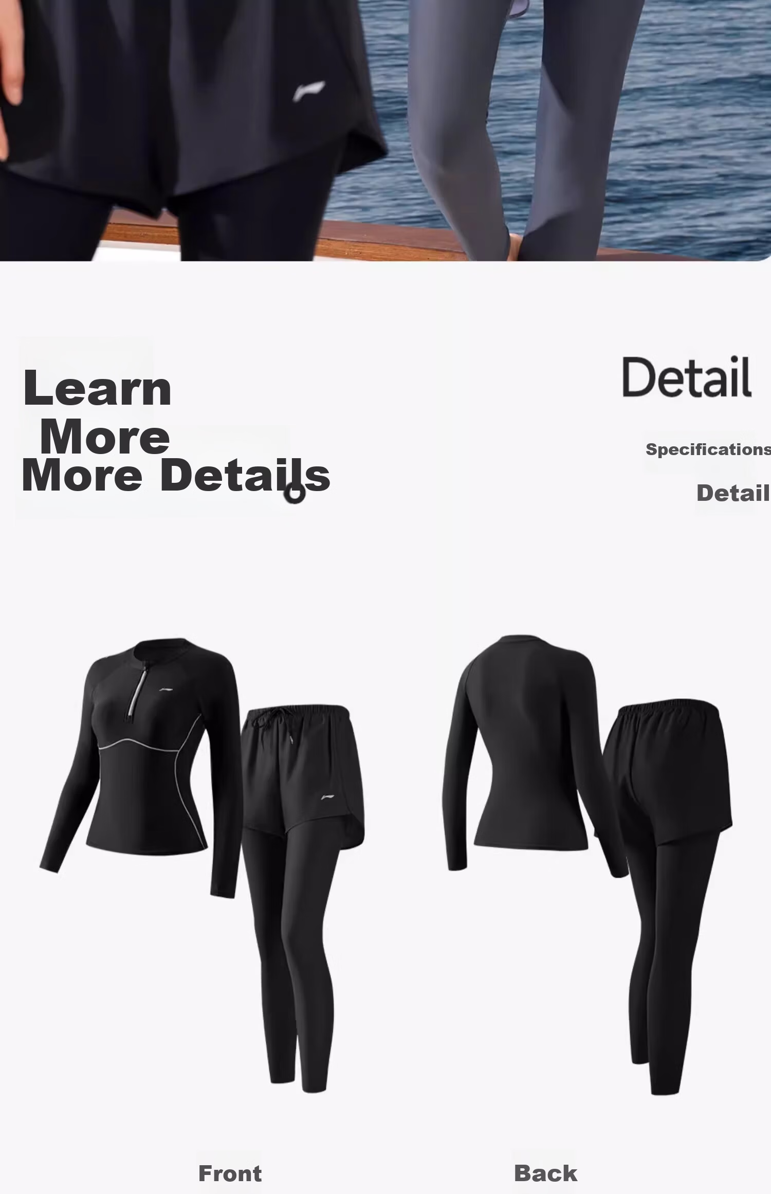 Li-Ning Snorkeling Jellyfish Suit Surfing Gear UV Protection Two-Piece Women's Long Sleeve Long Pants Quick-Dry Plus Size Swimsuit 20