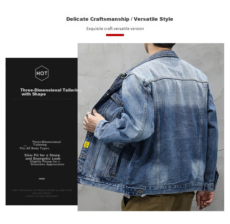 Zengzhi Spring Autumn Men's Denim Jacket Large Size Stretch Workwear Casual Washed Vintage Ripped Jacket Shirt 2