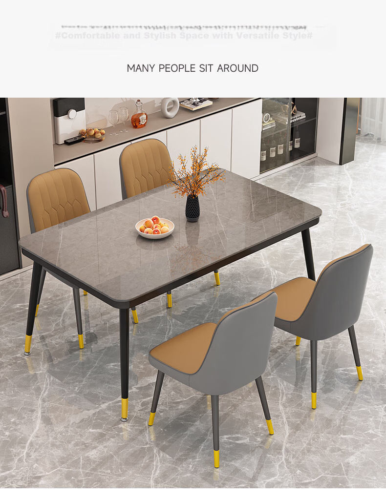Fanshe Dining Chair with Backrest, Set of 4 Luxury Leather Dining Chairs for Home, Comfortable Long Sitting 6