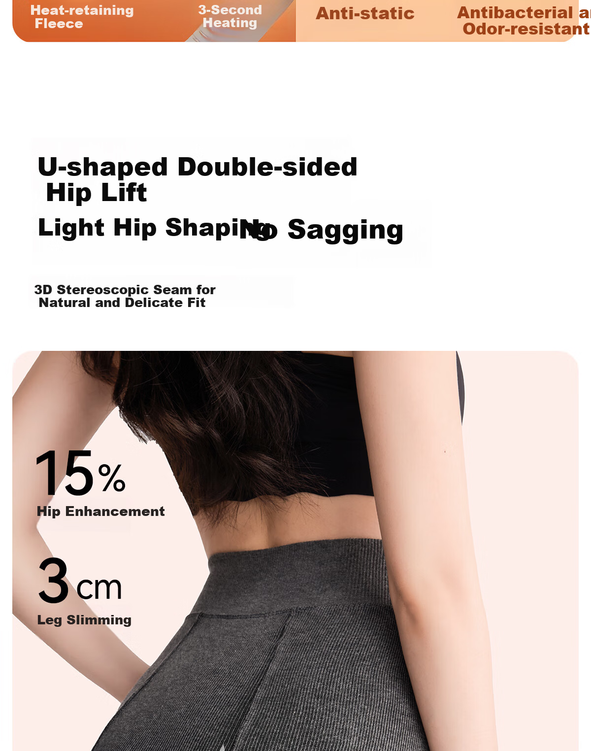 BONAS 26 New Women's Leggings with Fleece Lining, Bare-Leg Effect, Autumn And Winter Cotton Vertical Striped Thick Warm Slimming Tights 9