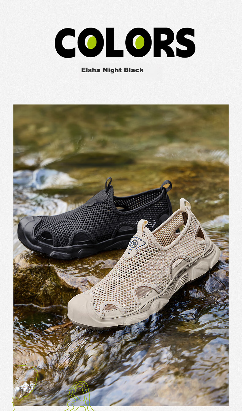 Camel Brand Outdoor Toe-Cap Sandals Breathable Quick-Dry Creek Shoes Casual Men's Shoes P16M342014 Night Black Size 42 3