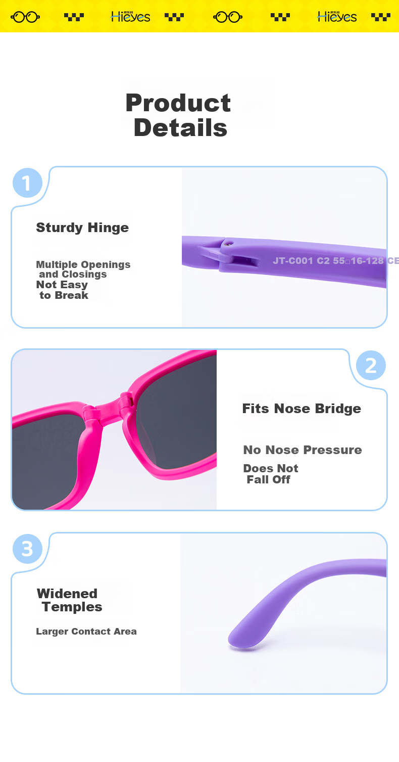 Hieyes Kids Foldable Polarized Sunglasses UV Protection Skin-Friendly Durable Baby Safety Shades 7