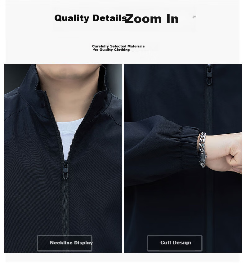Romon Men's Jacket Spring Versatile Comfortable Business Casual Stand Collar Executive Coat Black 3XL Model 2366 5