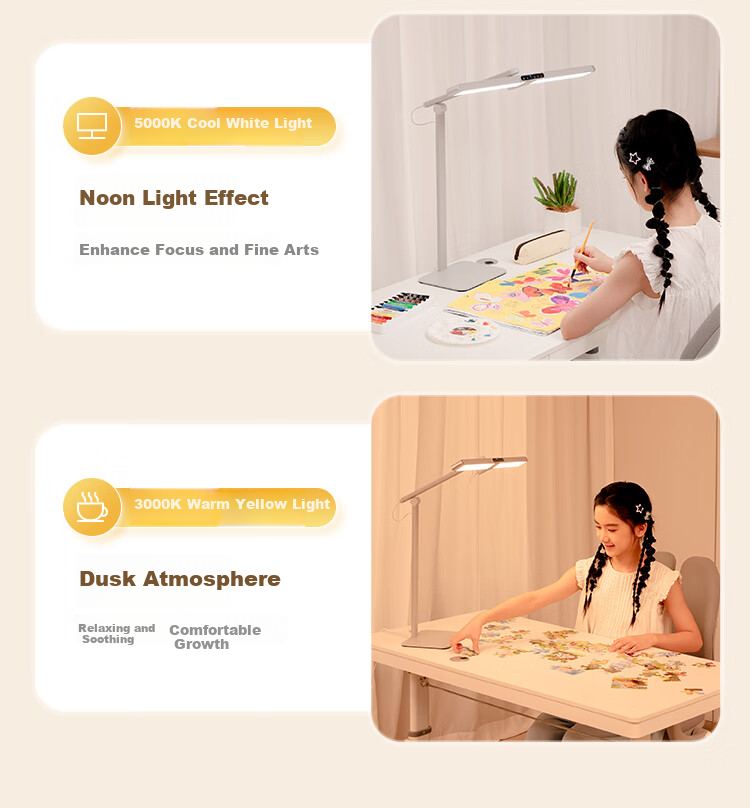 Haishibao National 5A Grade Eye Protection Study Desk Lamp Children's Student Blue Light Blocking Full Spectrum Dormitory Bedside Night Light L7A 26