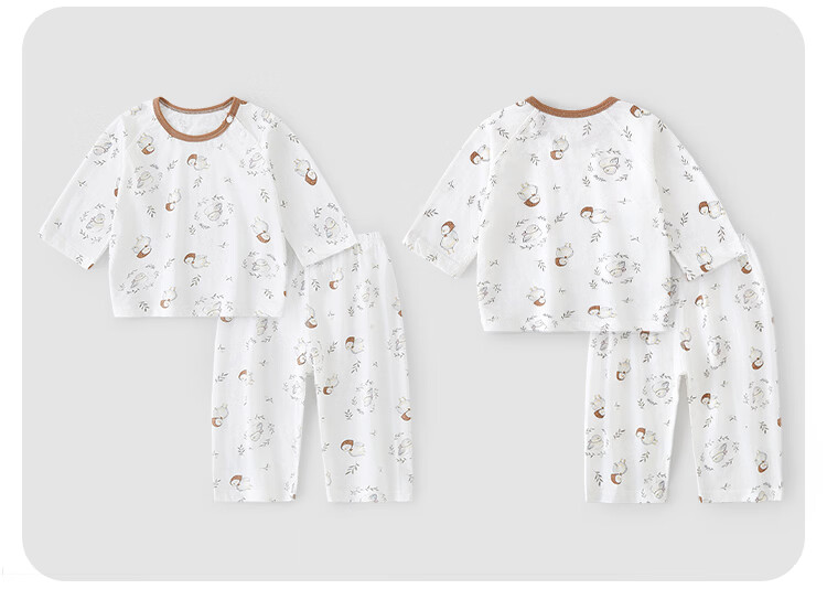 Xiyuan Children's Summer Thin Cotton Antibacterial 7A Kids Unisex Three-Quarter Sleeve Pajama Set 15