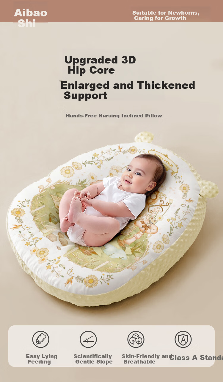 Aibaoshi Baby Incline Pad, Infant Feeding Ramp Pillow, Anti-Spit Aid, Prone Position Cushion, Xingmanhaiyu S713 1