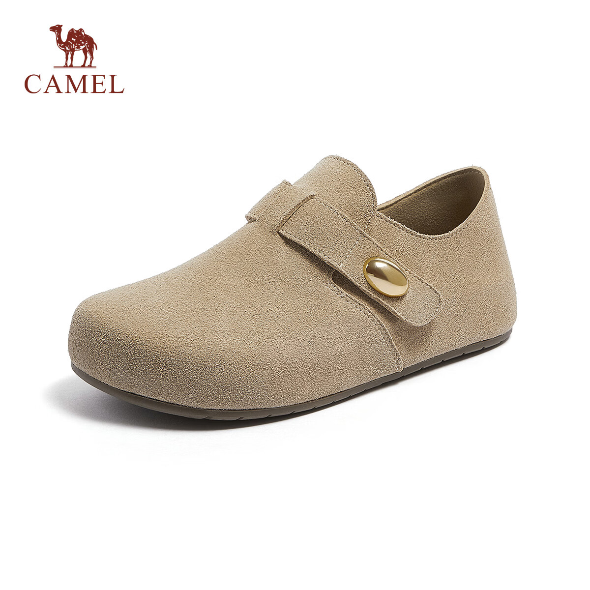 CAMEL Women's Comfortable Magic Tape Open Toe Birkenstock Style Slippers L26S700194 Apricot Size 35