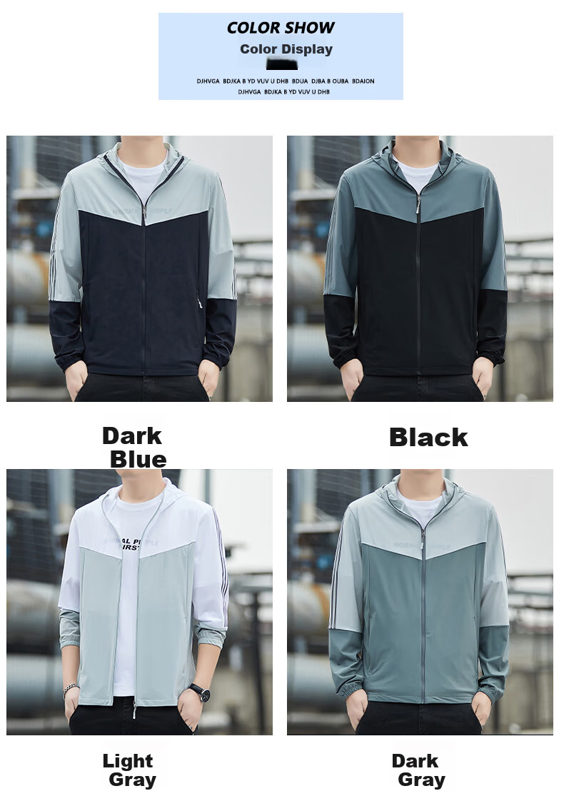 ROMON Men's Summer Ice Silk Breathable Casual Outdoor UV Protection Fishing Quick-Dry Jacket 1226 Dark Blue L 6