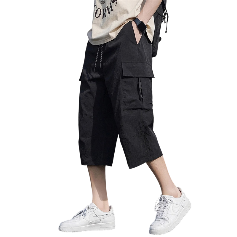 MARK FAIRWHALE Men's Summer Lightweight Cargo Cool Straight Casual Shorts Loose Fit Seven-Point Pants Gray M