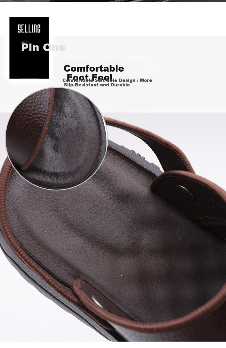 Woodpecker Men's Sandals 2026 New Genuine Leather Thick Sole Beach Shoes Summer Outdoor Non-Slip Wear-Resistant Dual-Purpose Slippers Driving 13