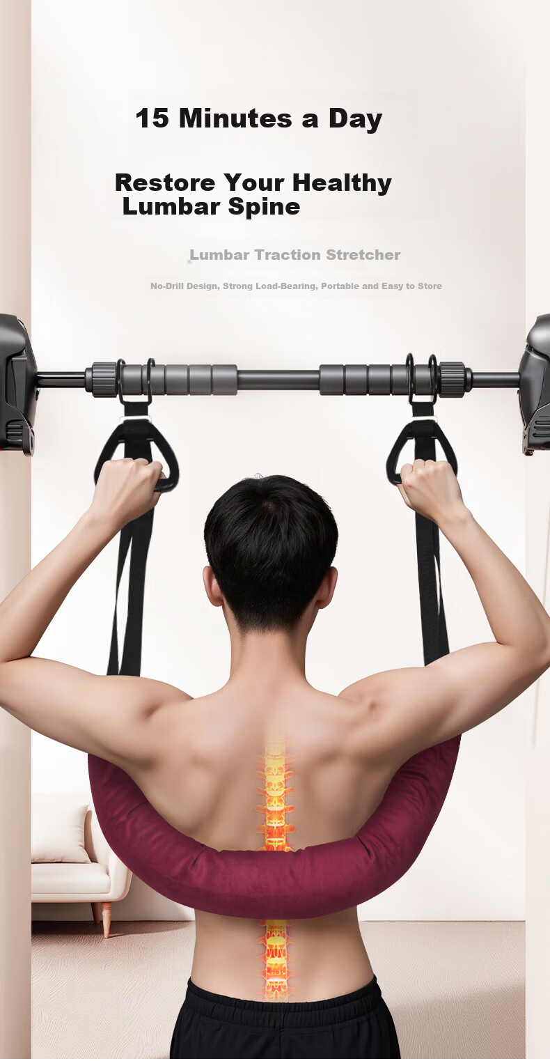 NAILEKESI N Lumbar Traction Belt for Pull-Up Bar, Home Use Waist Traction Device, Back Support Belt, Fitness Assistance and Protection Gear 1