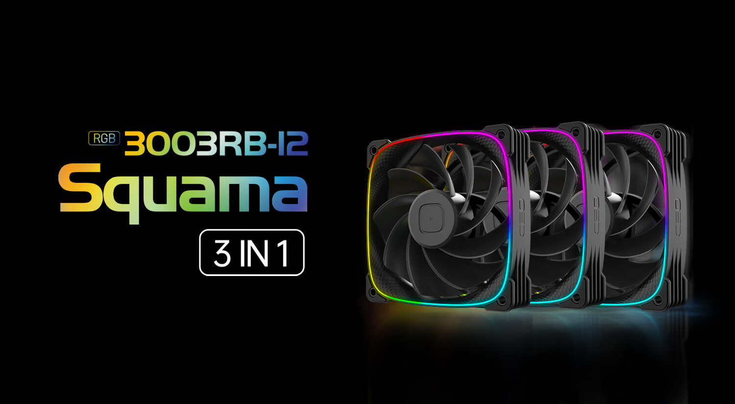 Geometric Future Dragon Scale 3003RB-12 PC Case Cooling Fan 12cm aRGB PWM Smart Daisy Chain Thick Blade Black Reverse Blade Single Pack 2