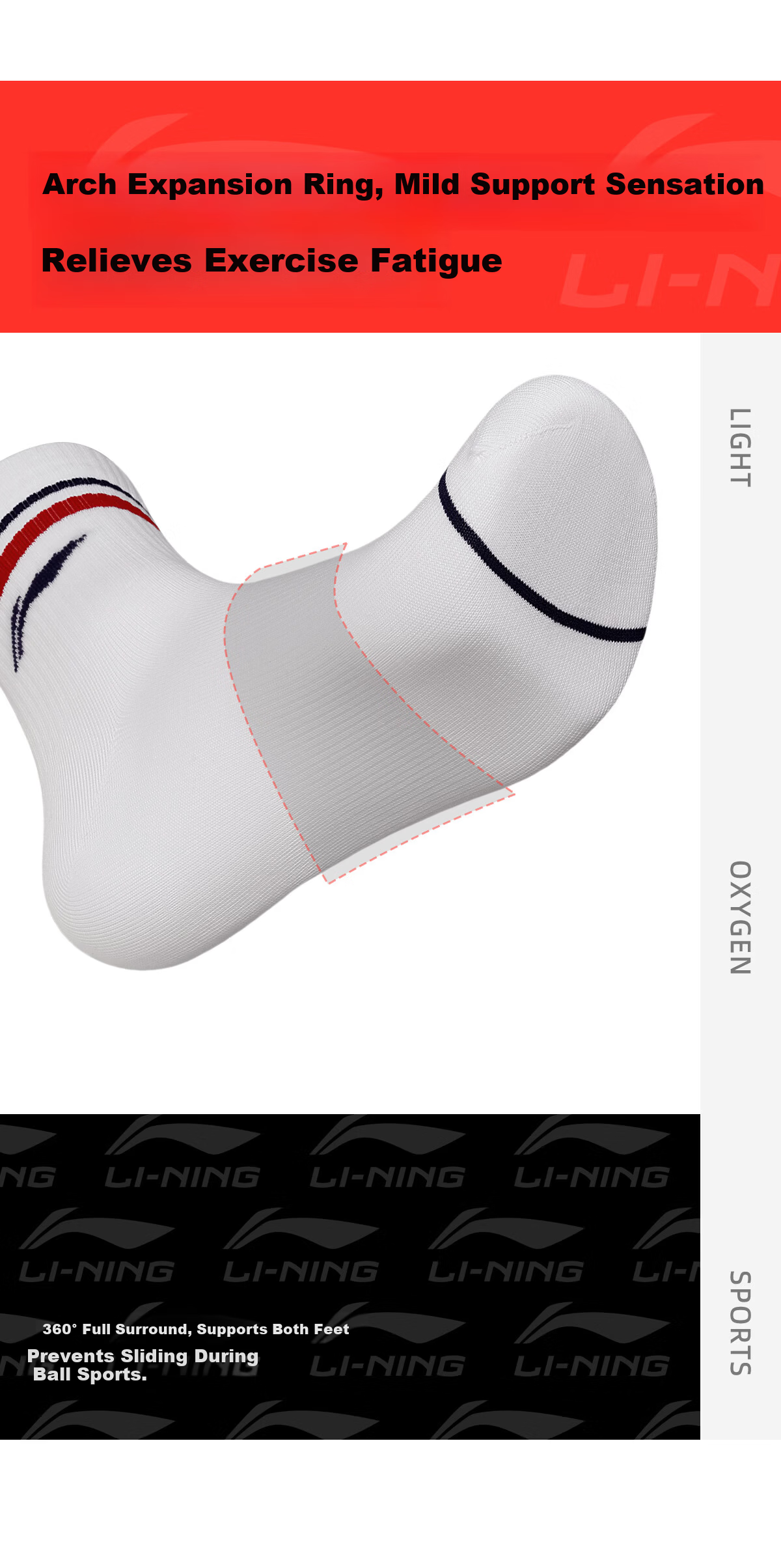 LI-NING Unisex Odor-Resistant Sweat-Absorbing Long Socks Casual Cotton Breathable Sports Versatile Mid-Calf Comfortable Cotton Wrap Socks 9