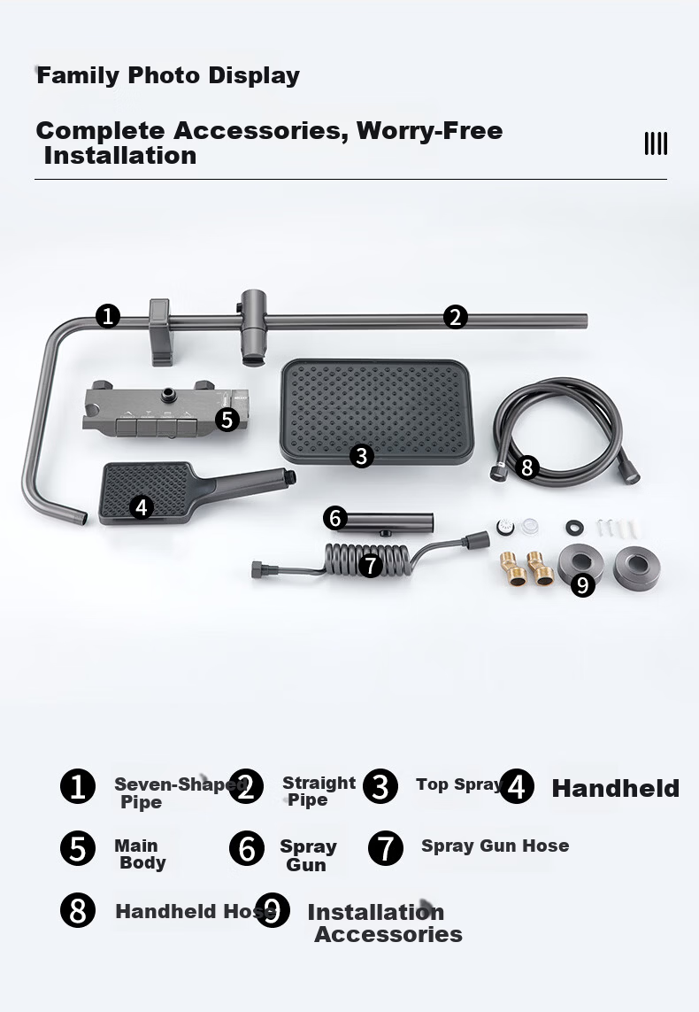 KEGOO Shower Set Integrated Four-Function Piano Key Bathroom High-Pressure Shower Head Bathing Kit K4108 15