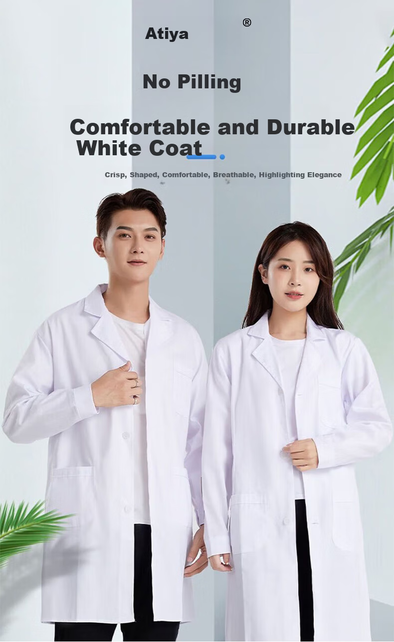 Artiya Long Sleeve White Lab Coat S Size Button Style Customizable Chemical Experiment Workwear Labor Protection Clothing 1