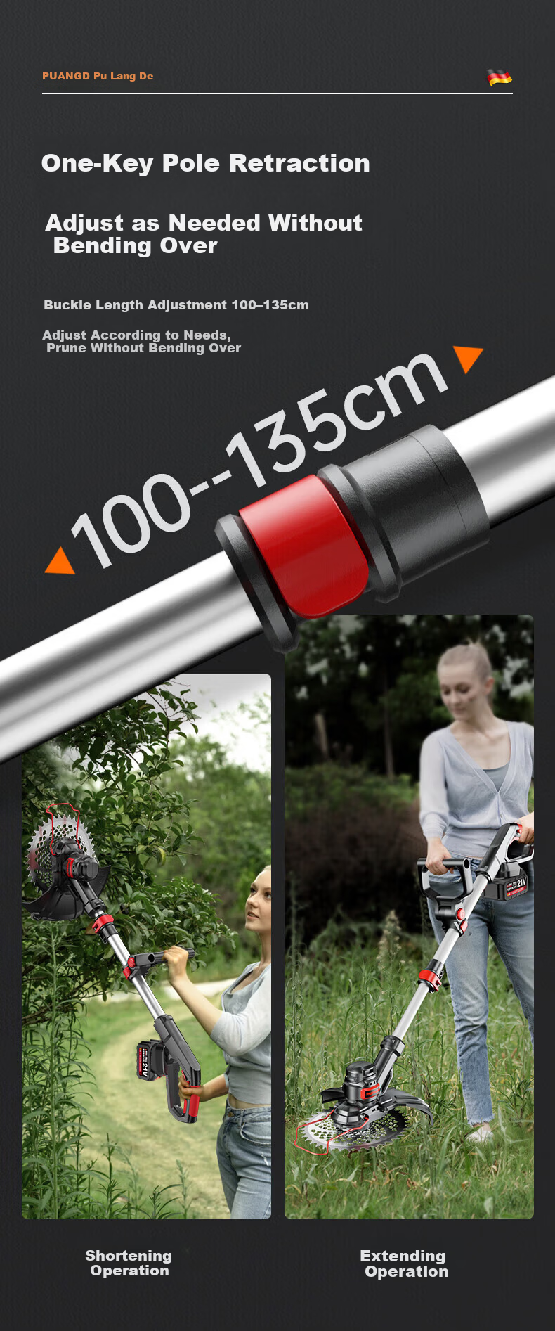PUANGD Electric Lawn Mower Handheld Grass Trimmer Cordless Lithium Battery Grass Cutter Weed Removal Tool 8