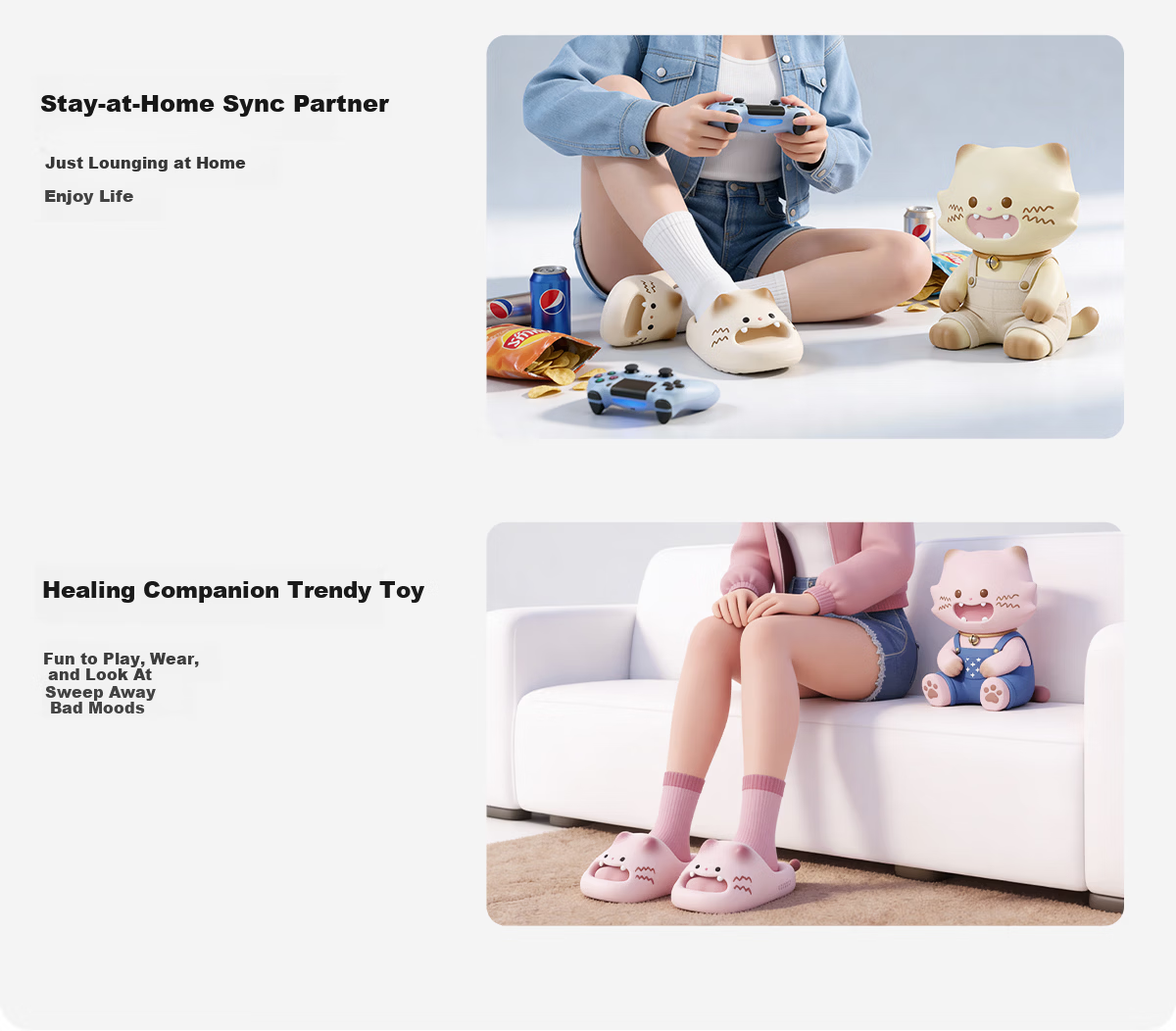 Chikoku Cute Cartoon Cat Paw Slippers Women's Summer New Thick Sole Home Non-Slip EVA Couple Sandals Men's Summer 20