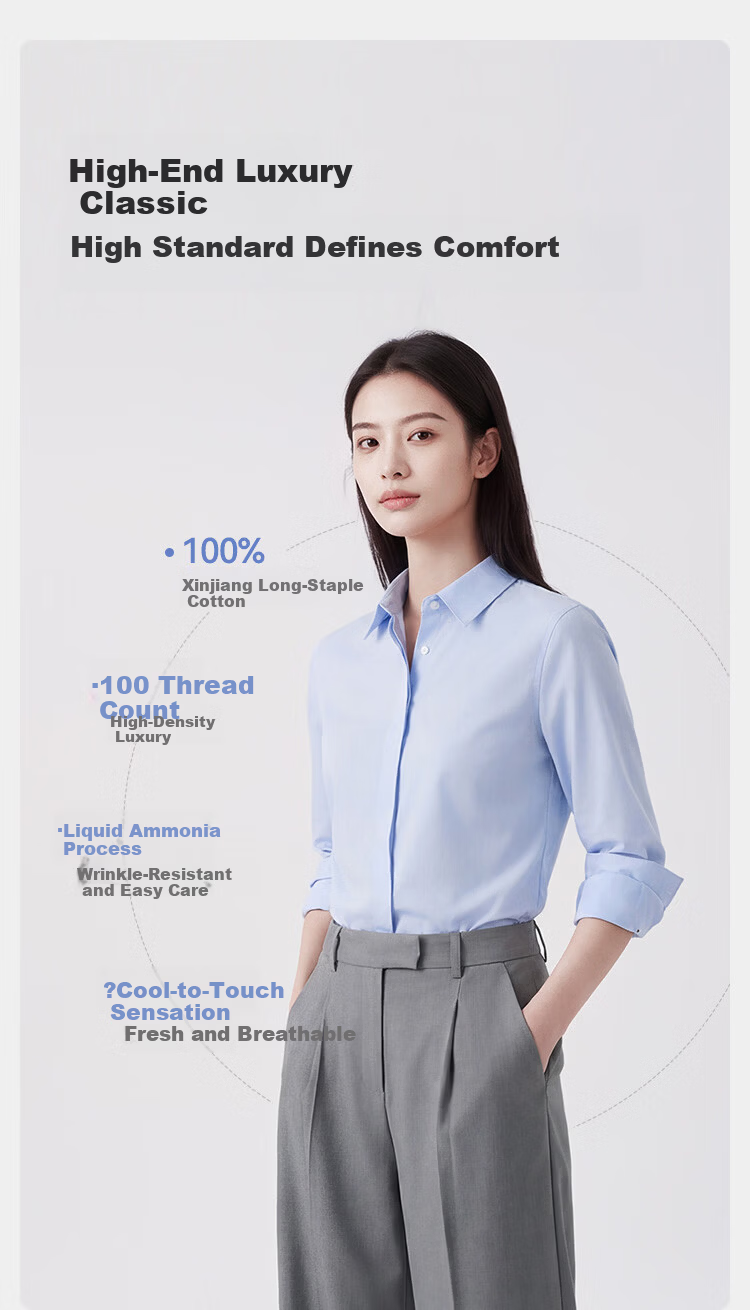 JD Jingzao 100-Count Cotton Women's White Long Sleeve Business Shirt Spring New White Long Sleeve L 3