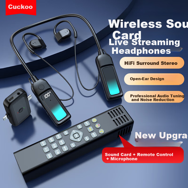 Cuckoo G16 New Open-Style Live Streaming Sound Card Set with Headphones and Microphone All-in-One Wireless Neckband Singing Device for Influencers