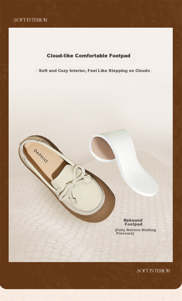 Daphne Loafers New Retro Casual Slip-On Soft Sole Versatile Shoes 4025404175 Beige Size 37 6