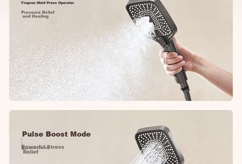 Anhua Bathroom Shower Set Brass Body Pressurized Piano Key Gun Gray Round Tube N4S9048GGW 25