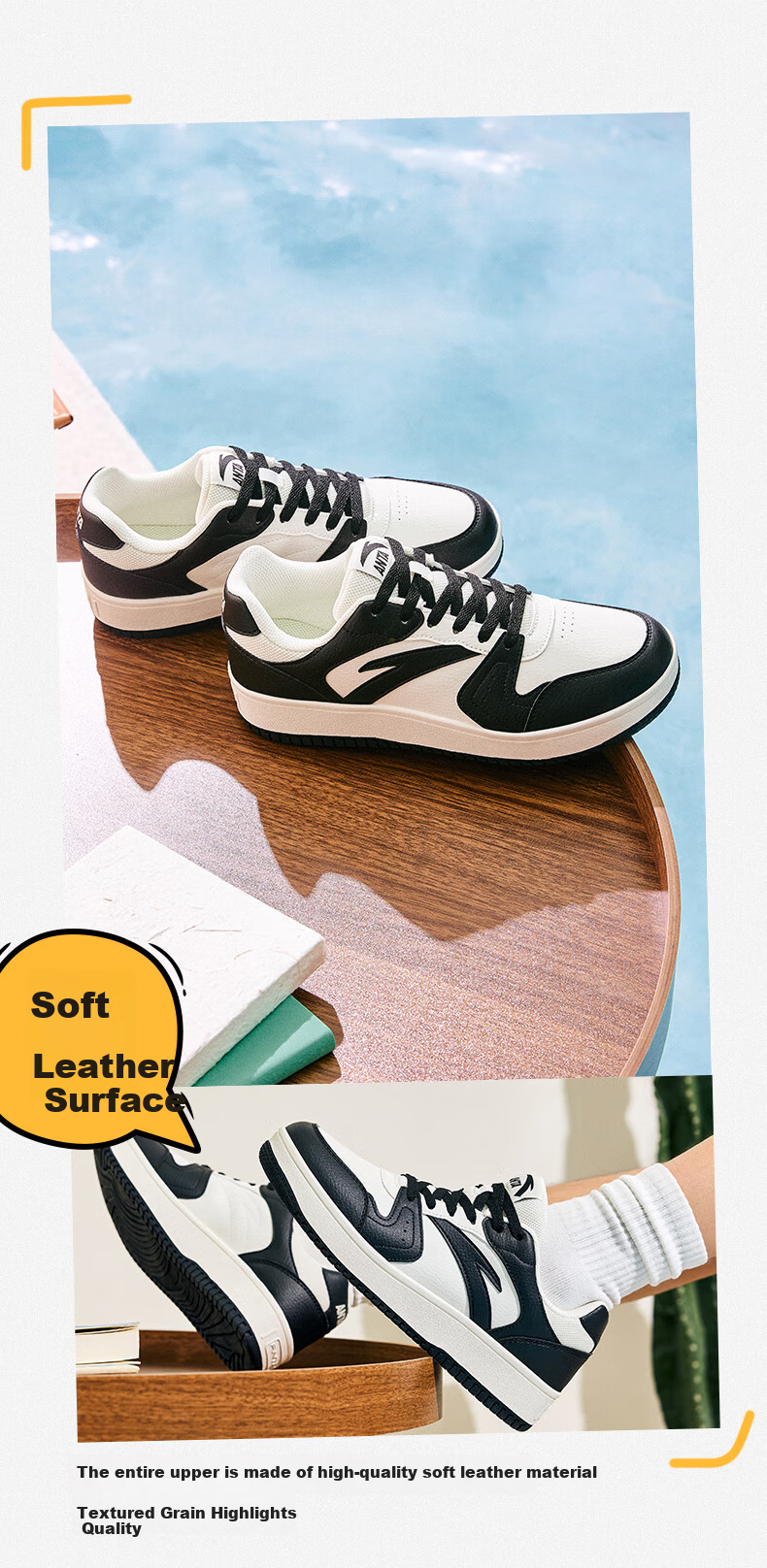 Anta Origin Year 2.0 | Men's Thick-Soled White Sneakers, Breathable Retro Casual Sports Shoes for Couples, Summer Height-Increasing Sneakers 7