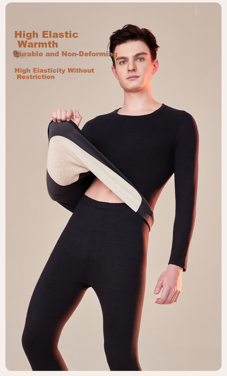 Ordifen Cashmere Silk Patch Set Autumn Winter Seamless Women's Thermal Underwear Heating Top and Bottom Haixia M 7