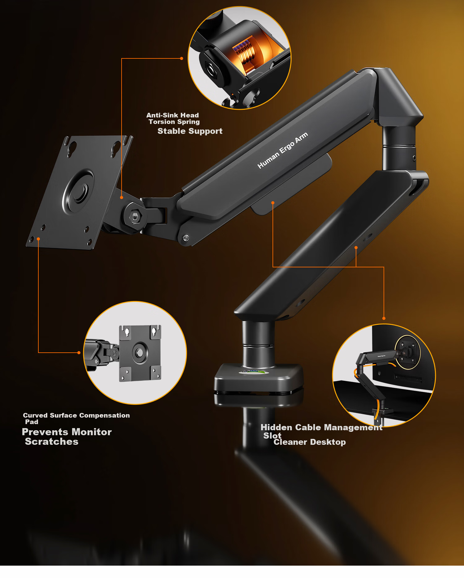 KALOC Monitor Arm Mechanical Arm Monitor Stand Arm Screen Mount Desk Clamp Computer Stand Gaming Monitor Riser 8