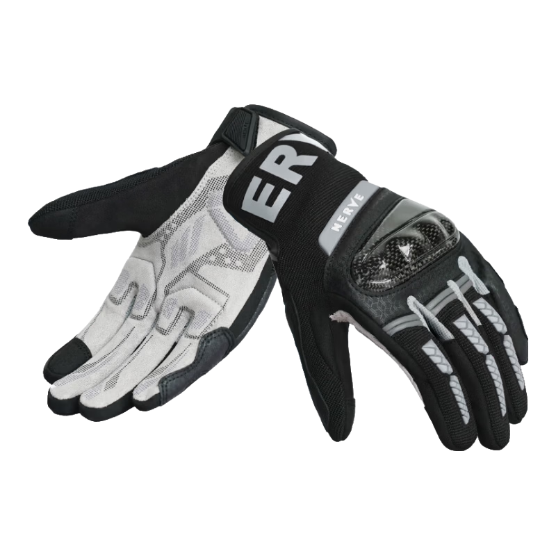 NERVE KQ1063 Motorcycle Carbon Fiber Riding Gloves Unisex Protective Wear-Resistant Touchscreen Spring Summer Gray 2XL
