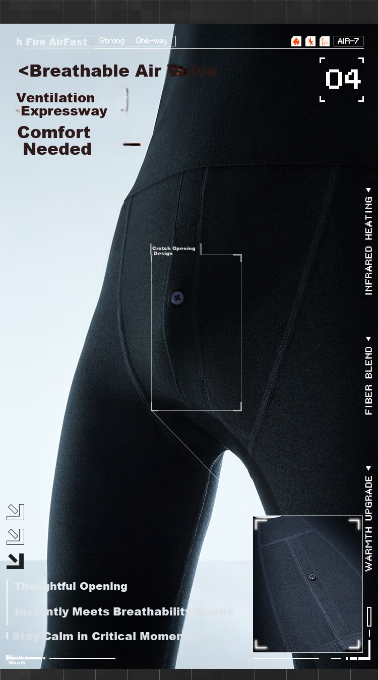 HLA Home [Xiao Huo-Air7] Men's Thermal Underwear Double-Sided Fleece 230g Antibacterial Patch Ginseng Autumn Shirt and Pants Set 8