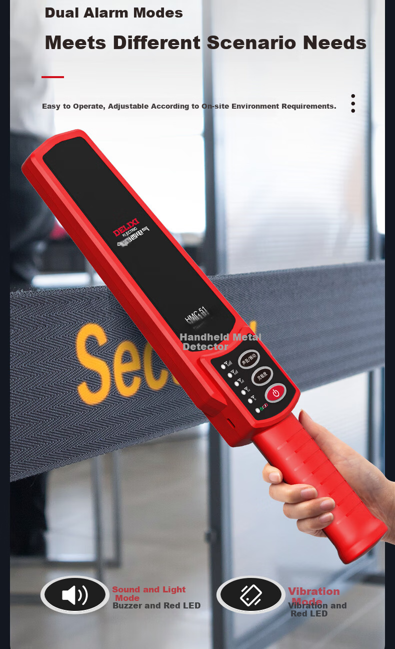 DELIXI ELECTRIC Handheld Metal Detector for Subway, Airport, Factory HMC51 Lithium Battery Model Metal Detector Security Scanner 11