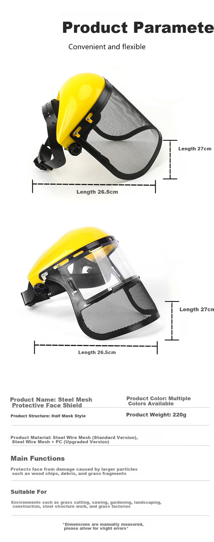 Andatong Grass Cutting Mask Protective Helmet Dustproof Pesticide Goggles Explosion-Proof Upgraded Yellow Mask 9