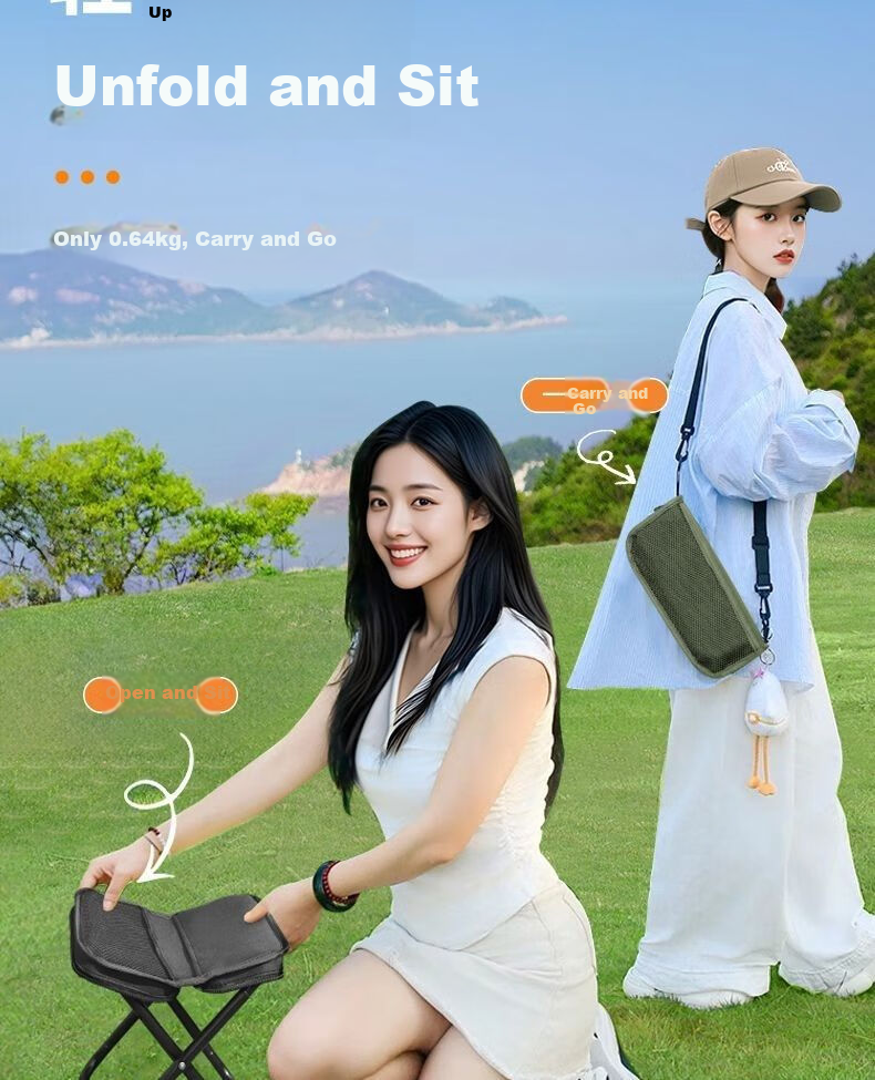 SGMW Folding Portable Stool Small Folding Chair Travel Train Metro Pen Bag Bench Outdoor Music Festival Seat Substitute 8