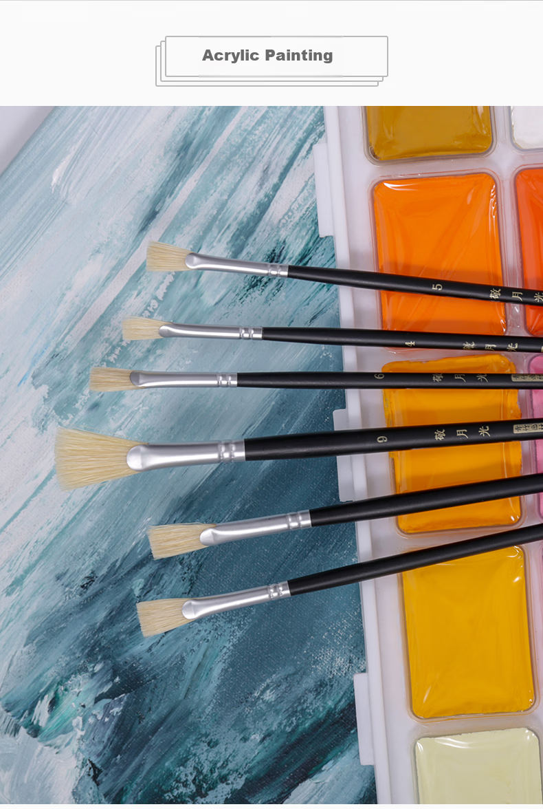 CHINJOO Gouache Paint Brush Set of 10 White Acrylic Oil Painting Brushes for Art and Sketching 9
