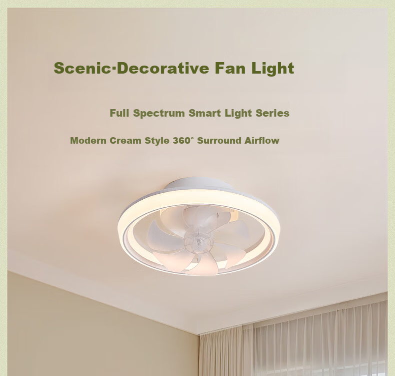 OPPLE Cream-Style LED Ceiling Fan Light, Bedroom Light, Kitchen Oscillating Full-Spectrum Light with Timer And Remote Control, Fengguang 1