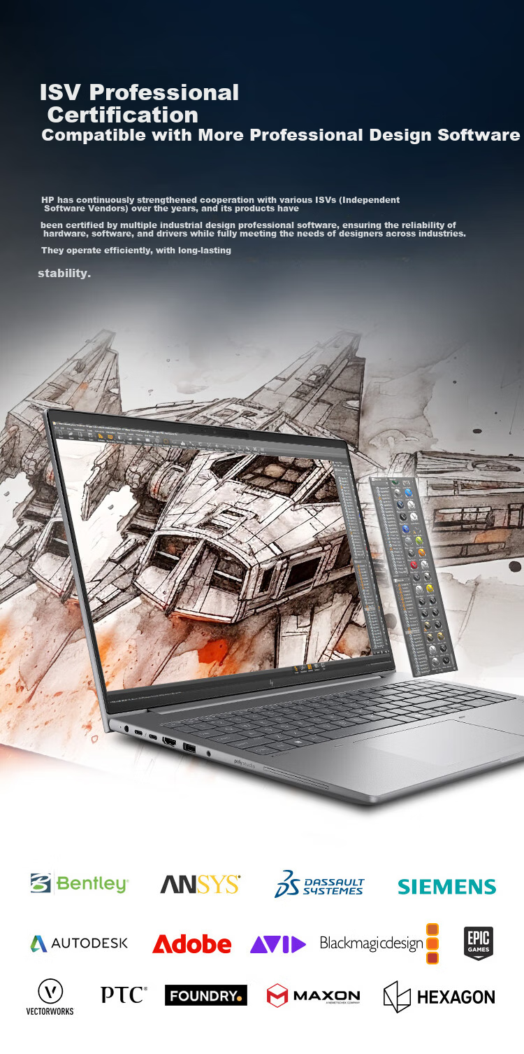 HP Zhan 99 New 2nd Gen Core Workstation High-Performance AI Laptop 16-inch Ultra7 255H 32GB 1TB RTX PRO 500 6GB Dedicated Graphics 2.5K Display 2