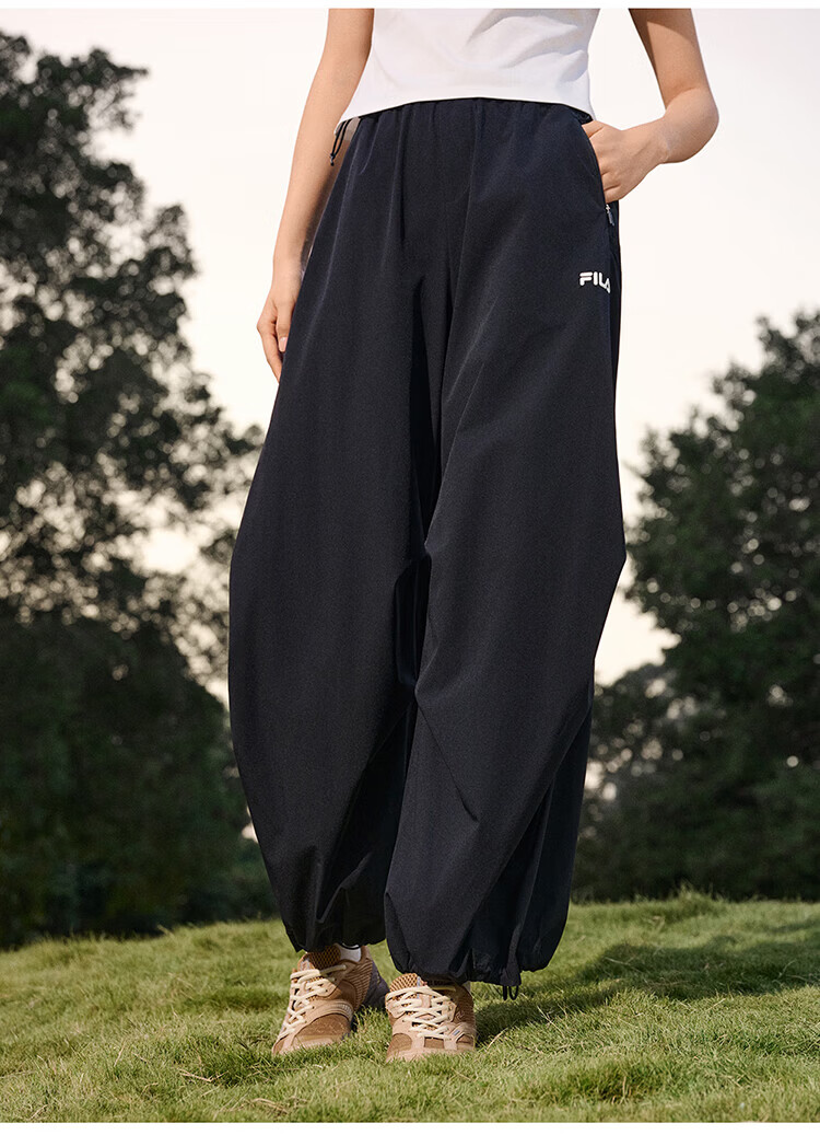 FILA Women's Woven Long Pants 2026 Summer Casual Loose Cool Sun-Protective Straight-Leg Trousers [Han So-hee Style] 18