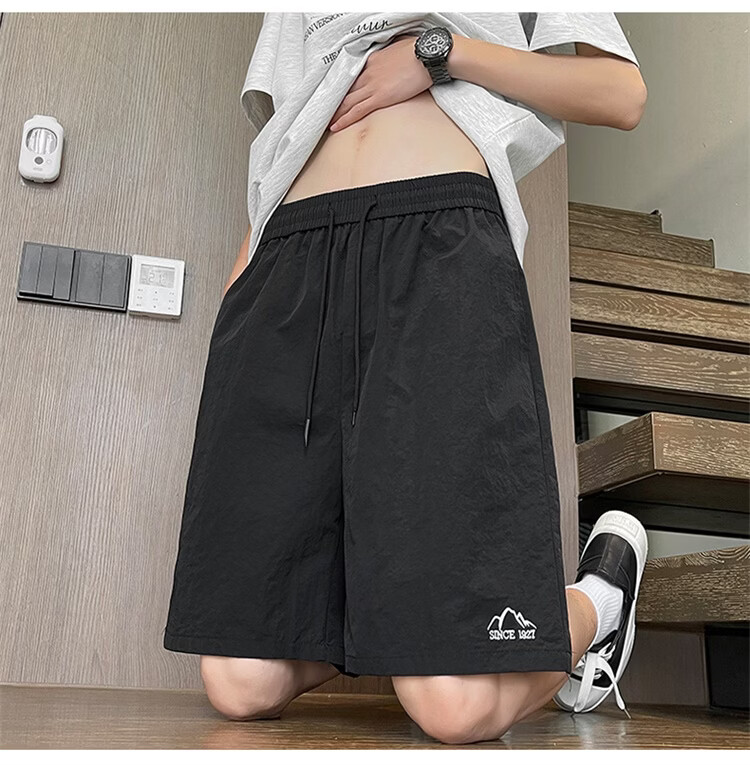 TUCANO Men's Summer Ice Cool Thin Loose Casual Embroidered Sports Shorts Black M 12
