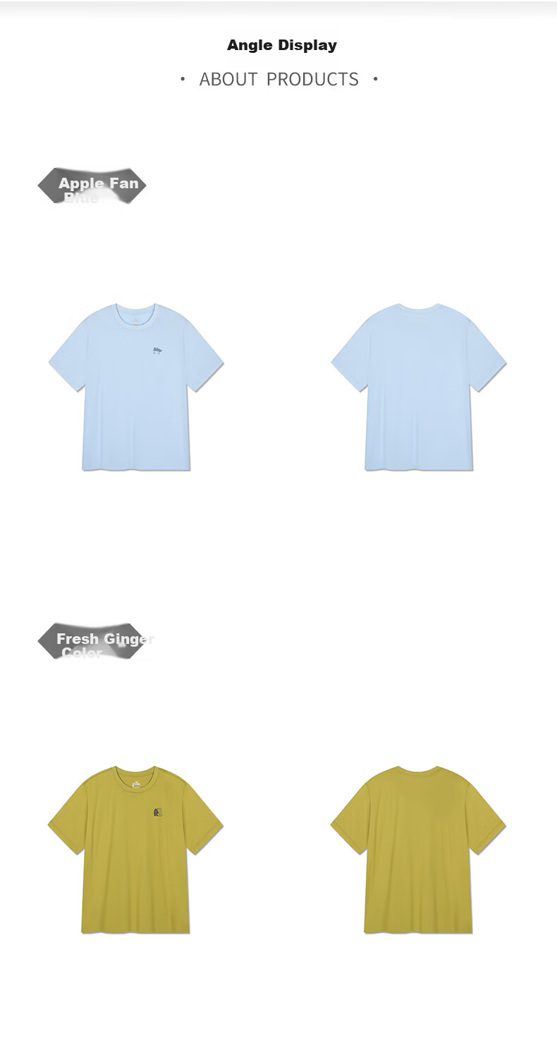 361° Unisex T-Shirt Spring Summer New Pure Cotton Sports Outdoor Loose Fit Crew Neck Short Sleeve Top 632623102-7 26
