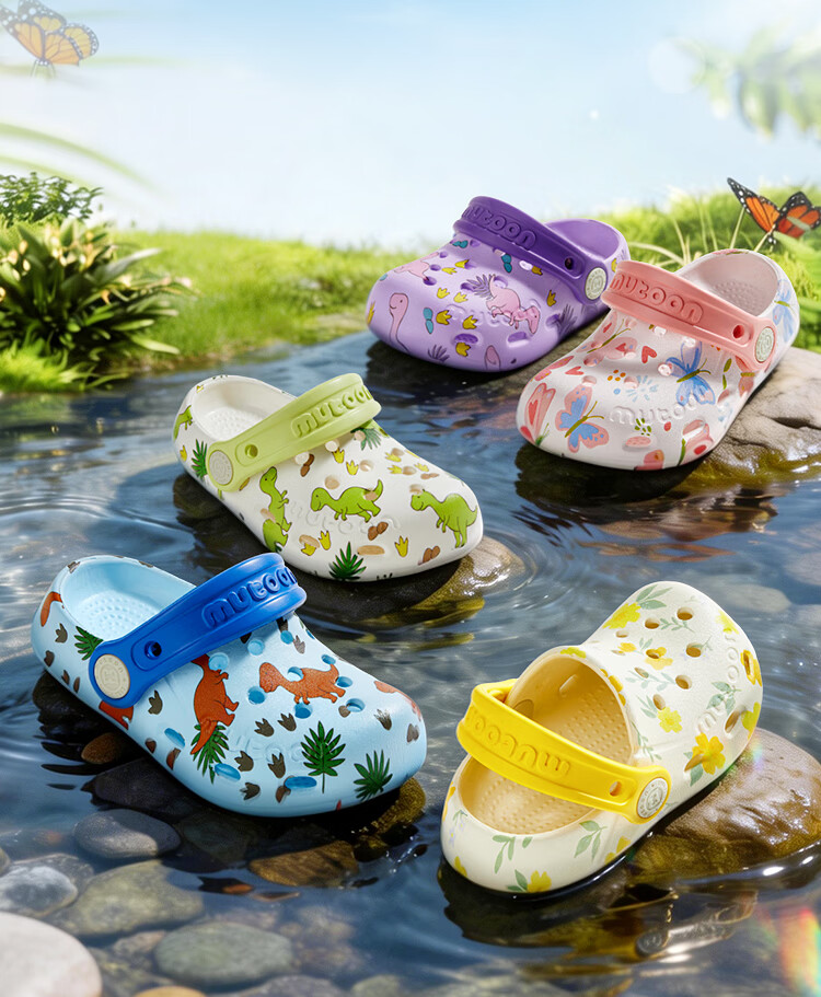 Mutong Baby Boys' Slippers Size 26 Summer Cartoon Printed Ventilated Shoes Girls' Outdoor Water Beach Shoes Jungle Green 130 2