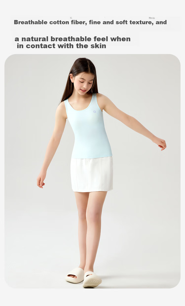 Jiusuiban Girls' Development Vest with Chest Pad, Anti-Outline Cotton Underwear for Ages 12-15, Middle School Student Bra Top 8