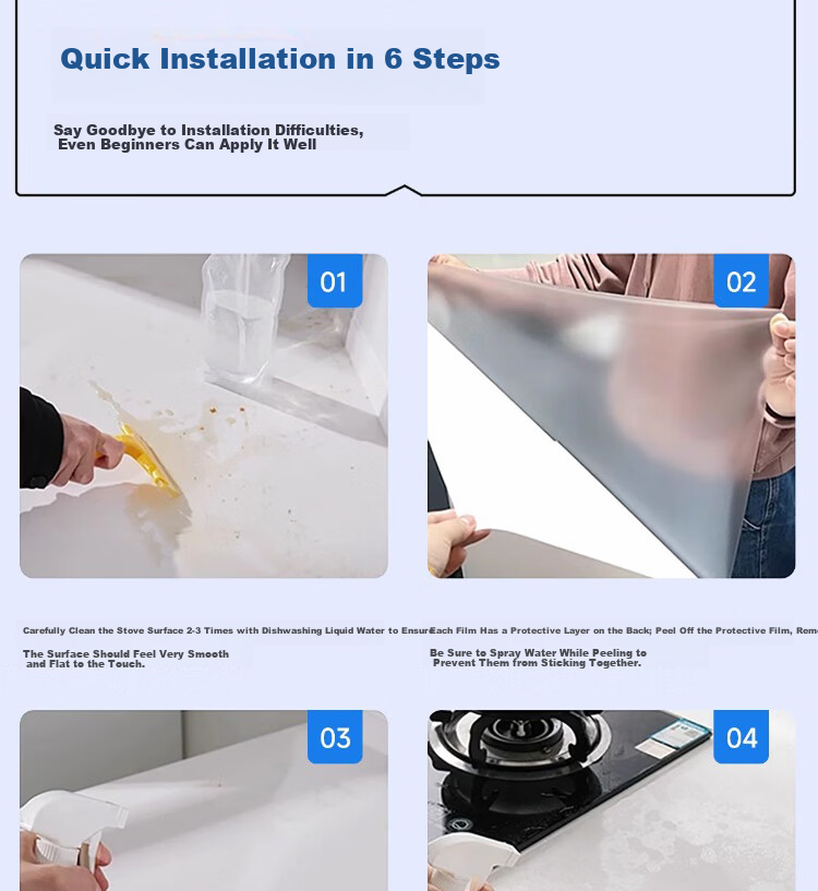 Zichen Kitchen Countertop Protective Film Mat Oil-Proof Sticker Stove Film Marble Quartz Special High-Temperature Resistant Oil-Proof Sticker 35